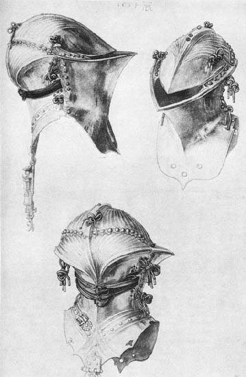 Albrecht Durer Side, Front, and Back View of a Helmet oil painting picture